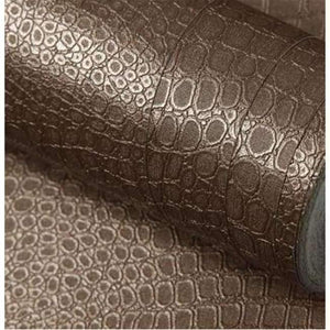 Planet Gates 5205 Brown / 53cmx10m PVC Faux Crocodile Skin Leather Modern Pattern 3d Wallpaper for wall Rolls White Texture vinyl 3d Wall paper Papel Wall covering