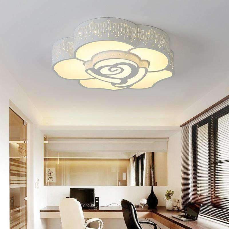 Planet Gates 52x12cm / warm light FULOC LED Rose flower shape ceiling lamp living room bedroom study lamp commercial office space Ceiling lights AC110-240V