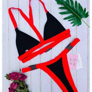 Planet Gates 5371 / S Patchwork Color Bikini Buckle Split Swimsuit 9 Colors Swim Suit Women Swimwear For Women 2018 Swimsuit Separate Female