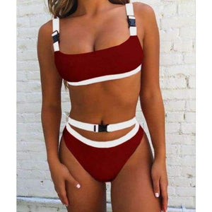 Planet Gates 5373 / S Patchwork Color Bikini Buckle Split Swimsuit 9 Colors Swim Suit Women Swimwear For Women 2018 Swimsuit Separate Female
