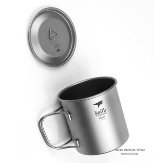 Planet Gates 550ml Outdoor Titanium Water Mugs With Folding Handles Titanium Lids Drinkware Camping Cups Ultralight Travel Mug 300ml-900ml