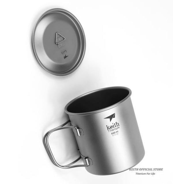 Planet Gates 550ml Outdoor Titanium Water Mugs With Folding Handles Titanium Lids Drinkware Camping Cups Ultralight Travel Mug 300ml-900ml