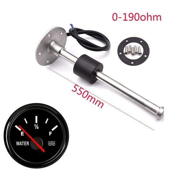 Planet Gates 550MM bb 52MM Gauge Water Level Gauge Red Light 0-190Ohm Water Tank Level Indicator Meter with Fuel Level Sensor 150MM 200MM 250MM 400MM