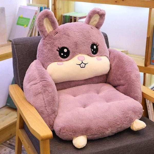 Planet Gates 55cm / Purple Creative cartoon rabbit plush semi-enclosed animal seat cushion thickened office chair cushion for leaning on student buttock
