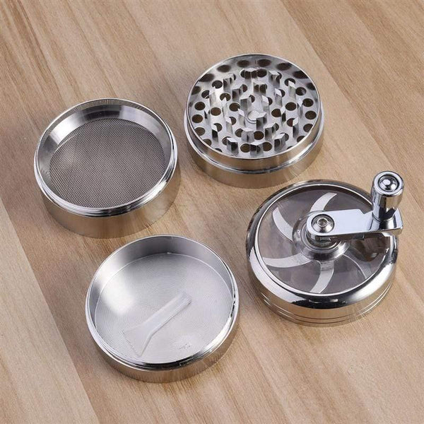 55MM 4 Layers Tobacco Spice Grinder Herb Weed Grinder with Mill Handle Salt and Pepper Mills Kitchen Tools