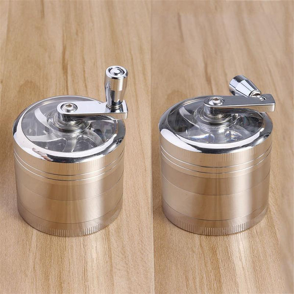 55MM 4 Layers Tobacco Spice Grinder Herb Weed Grinder with Mill Handle Salt and Pepper Mills Kitchen Tools