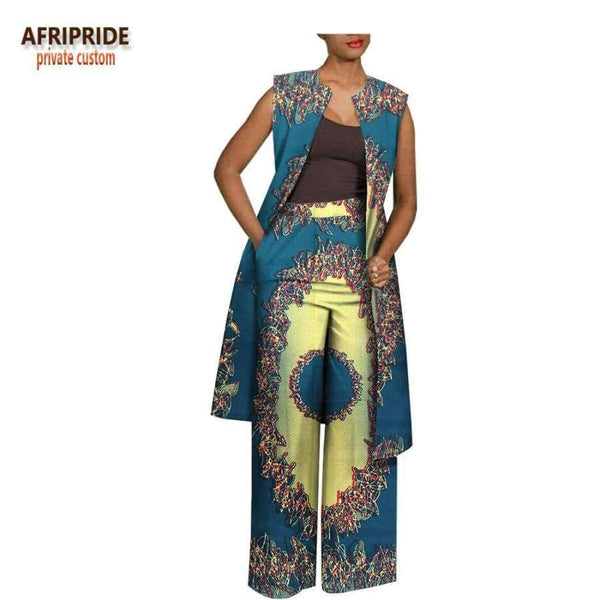 Planet Gates 58J / XXS Summer autumn pants women set AFRIPRIDE sleeveless knee-length top+full length pants women set A1826022