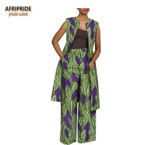 Planet Gates 58J / XXS Summer autumn pants women set AFRIPRIDE sleeveless knee-length top+full length pants women set A1826022