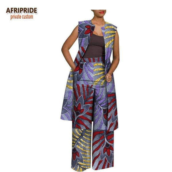 Planet Gates 58J / XXS Summer autumn pants women set AFRIPRIDE sleeveless knee-length top+full length pants women set A1826022