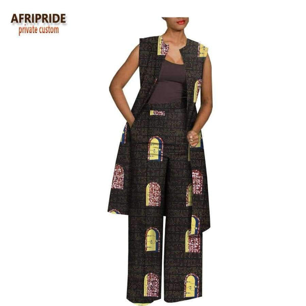 Planet Gates 58J / XXS Summer autumn pants women set AFRIPRIDE sleeveless knee-length top+full length pants women set A1826022