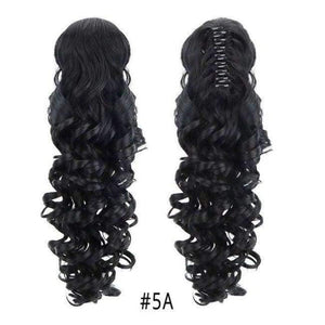Planet Gates 5A / 18inches 18" Curly Synthetic Ponytail Wig Hair Extensions Claw On Hairpiece Long Deep Wave Clip In Ponytail Hair Extension Heat Resistant