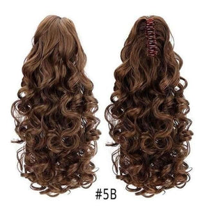 Planet Gates 5B / 18inches 18" Curly Synthetic Ponytail Wig Hair Extensions Claw On Hairpiece Long Deep Wave Clip In Ponytail Hair Extension Heat Resistant