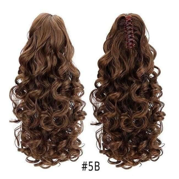 Planet Gates 5B / 18inches 18" Curly Synthetic Ponytail Wig Hair Extensions Claw On Hairpiece Long Deep Wave Clip In Ponytail Hair Extension Heat Resistant