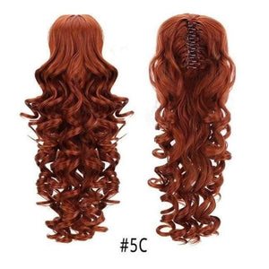 Planet Gates 5C / 18inches 18" Curly Synthetic Ponytail Wig Hair Extensions Claw On Hairpiece Long Deep Wave Clip In Ponytail Hair Extension Heat Resistant