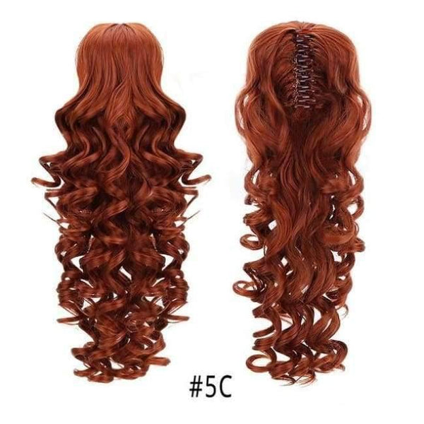 Planet Gates 5C / 18inches 18" Curly Synthetic Ponytail Wig Hair Extensions Claw On Hairpiece Long Deep Wave Clip In Ponytail Hair Extension Heat Resistant