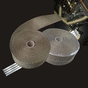 Planet Gates 5cm*5M/10M/15M/20M Exhaust Heat Wrap Thermal Tape Fiberglass Heat Wrap Manifold Insulation Roll Resistant with Stainless Ties