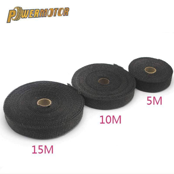 Planet Gates 5cm*5M/10M/15M Motorcycle Exhaust Heat Shield Thermal Exhaust Tape Fiberglass Heat Wrap Pipe Heat Insulation with Stainless Ties