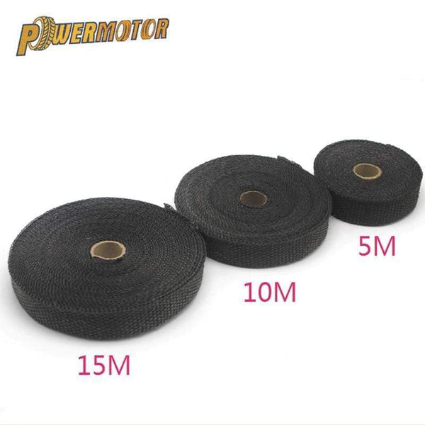 Planet Gates 5cm*5M/10M/15M Motorcycle Exhaust Heat Shield Thermal Exhaust Tape Fiberglass Heat Wrap Pipe Heat Insulation with Stainless Ties