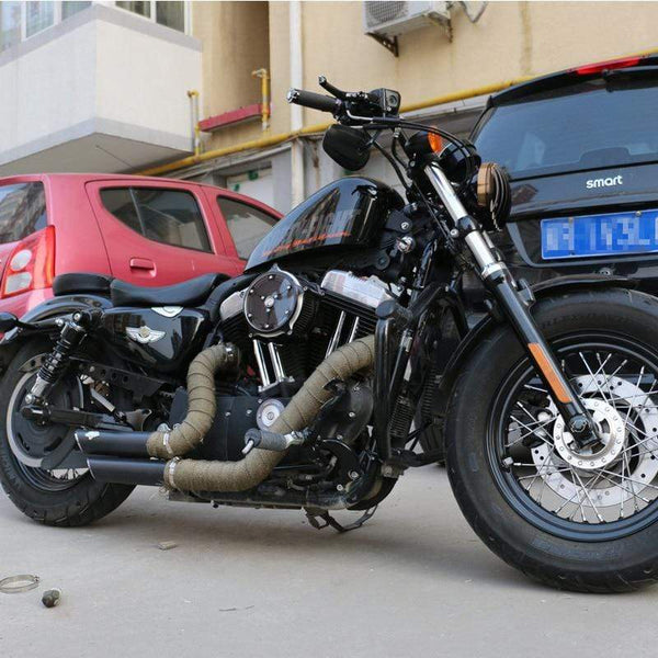 Planet Gates 5cm*5M/10M/15M Motorcycle Exhaust Heat Shield Thermal Exhaust Tape Fiberglass Heat Wrap Pipe Heat Insulation with Stainless Ties