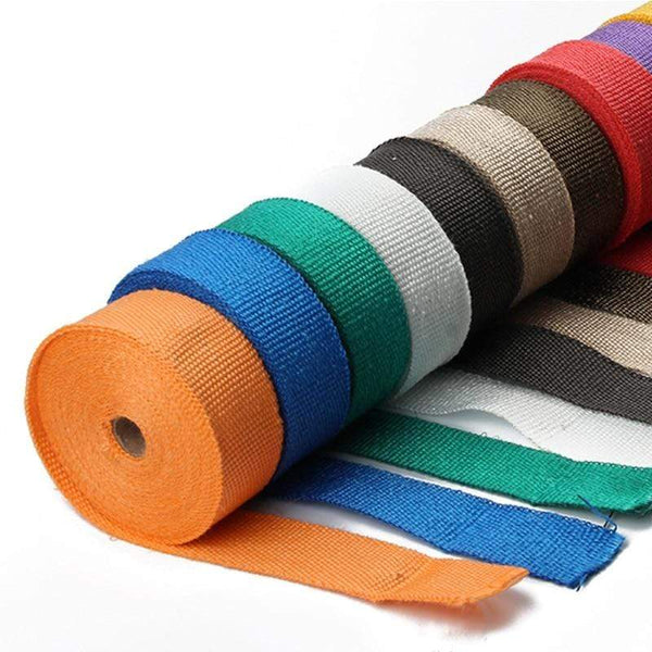 Planet Gates 5cm*5M 10M 15M Motorcycle Exhaust Heat Wrap Thermal Exhaust Tape for Motorcycle Fiberglass Heat Shield Tape with Stainless Ties