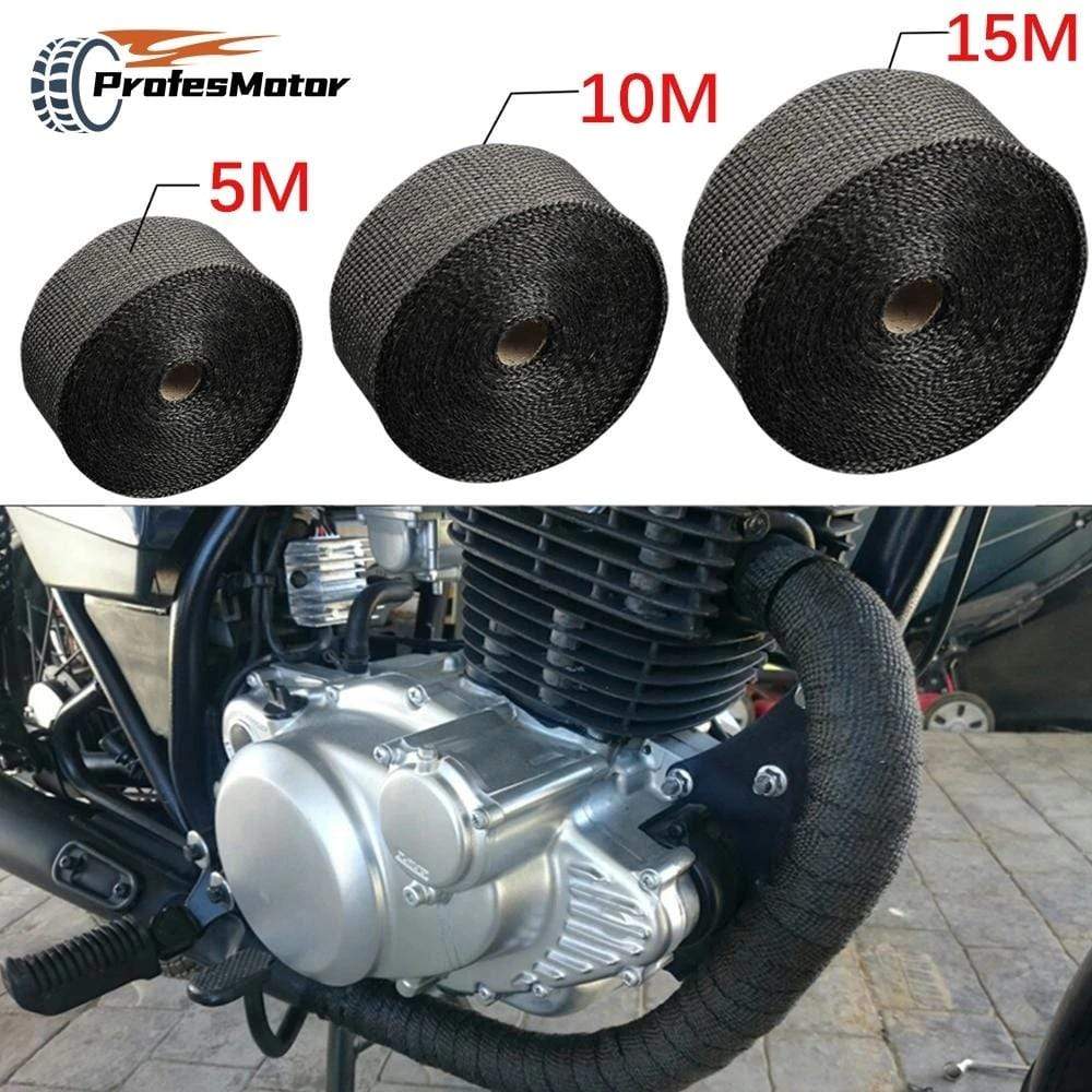 Planet Gates 5cm*5M/10M/15M Motorcycle Exhaust Thermal Tape Header Heat Wrap Manifold Insulation Roll Resistant with Stainless Ties