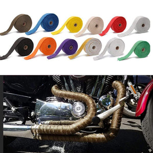 Planet Gates 5cm*5M/10M/15M Motorcycle Exhaust Thermal Tape Header Heat Wrap Manifold Insulation Roll Resistant with Stainless Ties