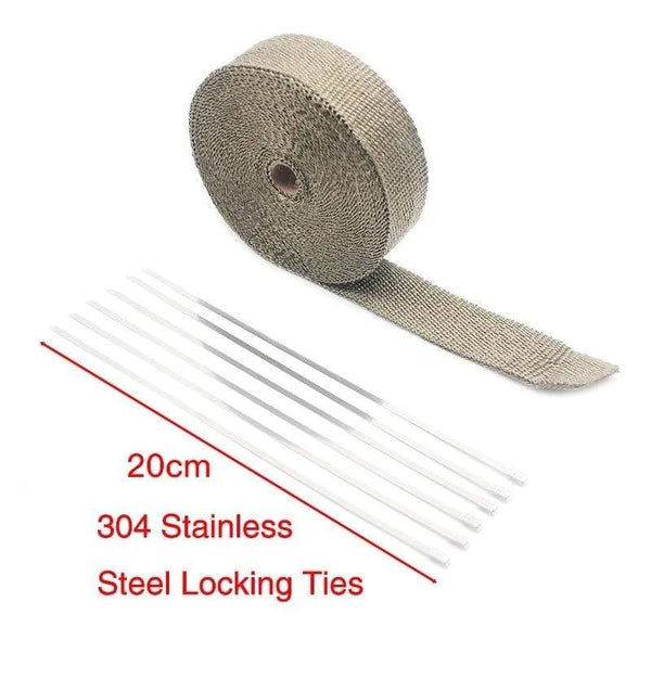 Planet Gates 5cm*5M Exhaust Heat Wrap Thermal Tape Fiberglass Heat Wrap Manifold Insulation Roll Resistant with Stainless Ties
