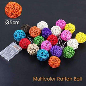 Planet Gates 5Cm Colorful Ball / Warm White Goodland 2M Rattan Ball LED String Light Fairy Lights Holiday Light for Party Wedding Christmas Garland Gerlyanda Decoration