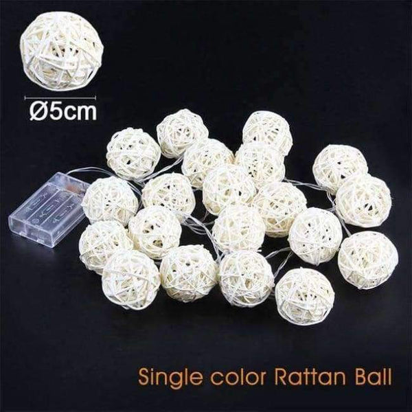 Planet Gates 5CM White Ball / Warm White Goodland 2M Rattan Ball LED String Light Fairy Lights Holiday Light for Party Wedding Christmas Garland Gerlyanda Decoration