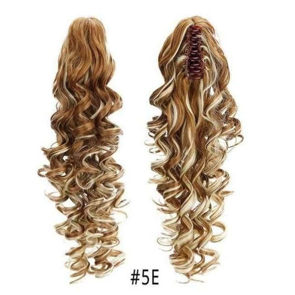 Planet Gates 5E / 18inches 18" Curly Synthetic Ponytail Wig Hair Extensions Claw On Hairpiece Long Deep Wave Clip In Ponytail Hair Extension Heat Resistant