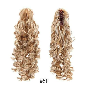 Planet Gates 5F / 18inches 18" Curly Synthetic Ponytail Wig Hair Extensions Claw On Hairpiece Long Deep Wave Clip In Ponytail Hair Extension Heat Resistant