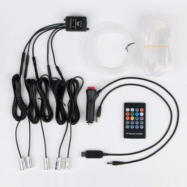 Planet Gates Car EL Neon Strip 6M Sound Control Light RGB LED Decorative Car Ambient Light Auto Atmosphere Lamps With A 12V Lighter&USB Line