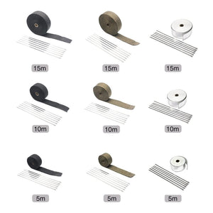 Planet Gates 5M/10M/15M Fiberglass Exhaust Protection Pipe Heat Header Insulation Tape Turbo Wrap Insulating Wrap Tape Fireproof Cloth