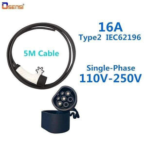 Planet Gates 5M Cable OSENSI 16A Type 2 IEC62196-2 EV Plug Charging Station Side Standard Mennekes Male Connector Electric Car charger EVSE