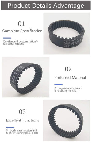 Planet Gates 5M Type Rubber Timing Belt 245/250/255/260/265/270/275/280/285/290/295mm 15/20/25mm Width 5mm Pitch Synchronous Belt