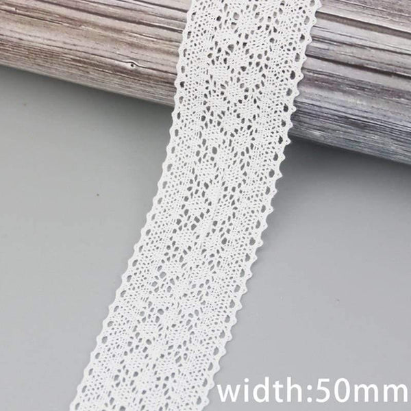 Planet Gates (5Meter/roll)  White Cotton Embroidered Lace Net Ribbons Fabric Trim DIY Sewing Handmade Craft Materials
