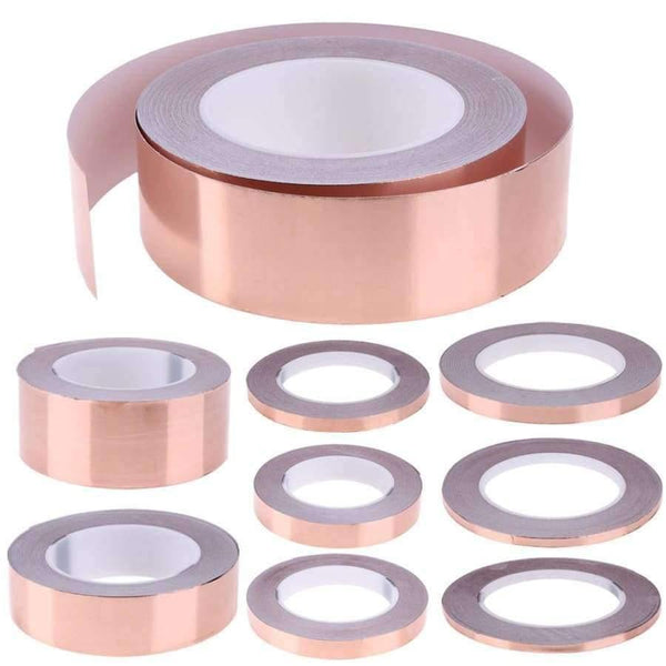 Planet Gates 5MM 5M-50M Width 30M Length Roll Single Conductive COPPER FOIL Tape Strip Adhesive High Temperature Tape, CU 99.98%