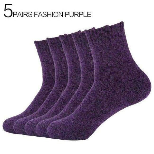 Planet Gates 5Pair Fashion Purple / China / EUR36-42 5Pairs/Lot Hot Women Winter Thicken Warm Terry Socks Female Combed Cotton Towel Socks Eur36-42