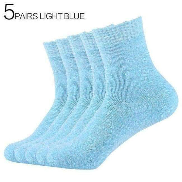 Planet Gates 5Pair Light Blue / China / EUR36-42 5Pairs/Lot Hot Women Winter Thicken Warm Terry Socks Female Combed Cotton Towel Socks Eur36-42