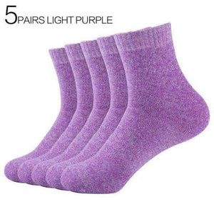 Planet Gates 5Pair Light Purple / China / EUR36-42 5Pairs/Lot Hot Women Winter Thicken Warm Terry Socks Female Combed Cotton Towel Socks Eur36-42