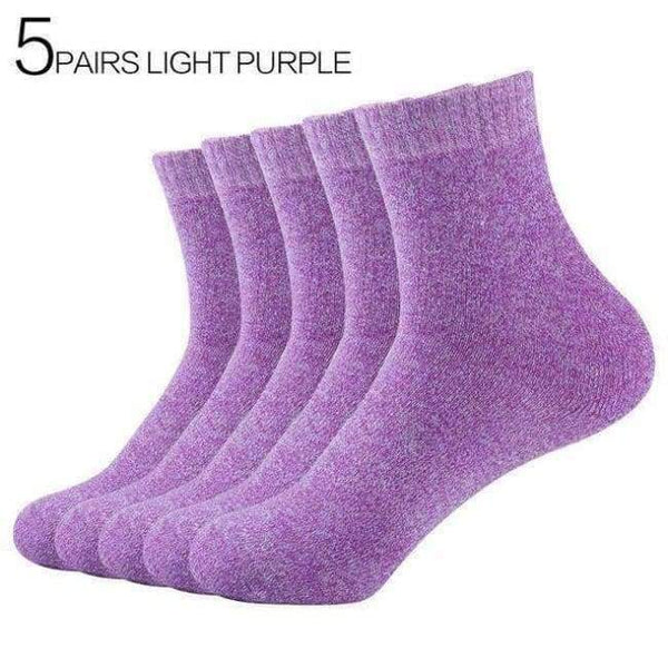 Planet Gates 5Pair Light Purple / China / EUR36-42 5Pairs/Lot Hot Women Winter Thicken Warm Terry Socks Female Combed Cotton Towel Socks Eur36-42