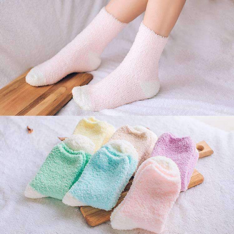 Planet Gates 5pairs/pack New Style Winter Coral Velvet Thicken Warm Socks Solid Color Absorbent Anti-friction Socks Hosiery Factory Outlets