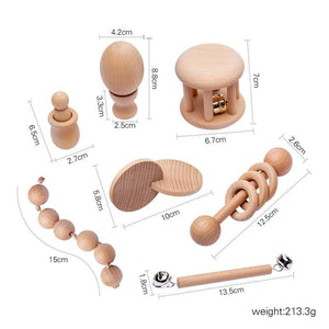 Planet Gates 5Pc/7Pc/1Set Baby Montessori Toy Set Wooden Teether Music Rattles Graphic Cognition Early Educational Toys 0-12Months Baby Gift