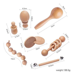 Planet Gates 5Pc/7Pc/1Set Baby Montessori Toy Set Wooden Teether Music Rattles Graphic Cognition Early Educational Toys 0-12Months Baby Gift