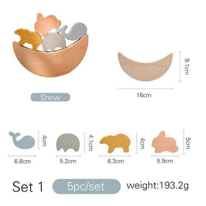 Planet Gates 5Pc Animal Jenga 1Set Nordic Style Silicone Stars Moon Nesting Stacking Building Blocks Toy BPA Free Baby Montessori Games Educational Toys Gifts