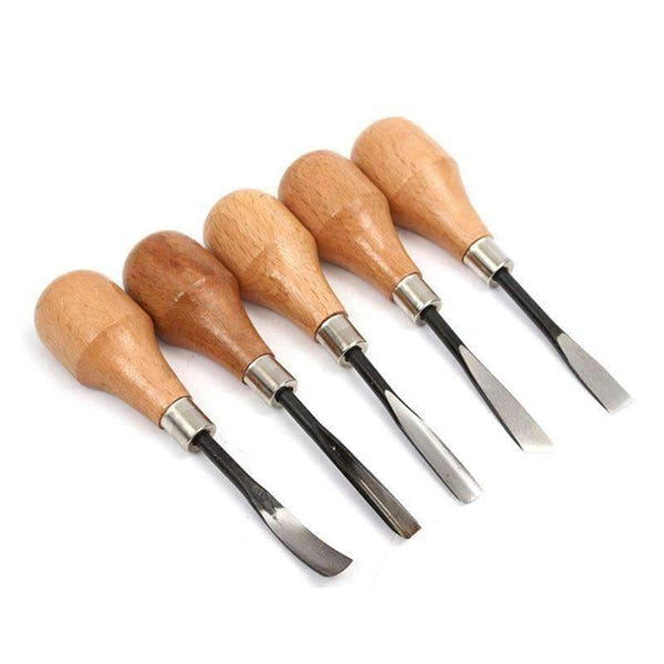 Planet Gates 5pc/set Wood Carving Chisels Set Knife Butt/Corner/Skew/Round/Arc Machete Woodcut Woodworking Craft Graver Cutter DIY Hand Tool