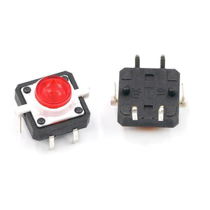 Planet Gates 5PCS 1 Set 12X12X7.3 Tactile Push Button Switch Momentary Tact LED 5 Color 12X12X7.3mm 12*12*7.3mm DC12V 50mA