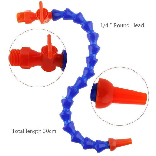 5pcs 300mm Round Nozzle Flexible Water Oil Cooling Tube Coolant Pipes Hose With Switch For CNC Lathe Cooling Tube (Blue 30cm)