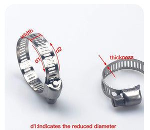 Planet Gates 5pcs 6mm-25mm Stainless Steel Mini Fuel Line Pipe Hose Clamp Clip Optional Size for Air Hose Water Pipe Fuel Hose Silicone