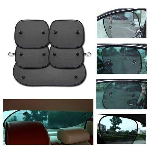 Planet Gates 5pcs Black Mesh Sunscreen Sun Visor Kids Car Sunscreen UV Protection Sun Visor For Car Window Sunscreen Suction Cups With Storage Bag